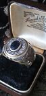 Vintage 1970-s Massive Sapphire and CZ 925 Silver Ring Size UK W ,US 11 1/4