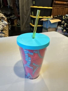 Starbucks Retired Watermelon Drinking Cup Lid & Straw Red & Teal 16oz. 2014 - Picture 1 of 5