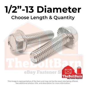 1/2"-13 Stainless Serrated Hex Flange Bolts (Choose Length & Qty) - Picture 1 of 7