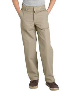 Dickies Boys Khaki Pants Flat Front 56562-KHI School Uniform Sizes 4 to 20 - Picture 1 of 3