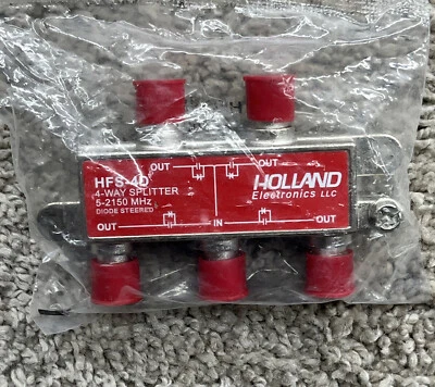 4-WAY COAX SPLITTER HOLLAND HFS-4D 5-2150Mhz DISH NETWORK APPROVED HOPPER 83907 - Image 1 of 4