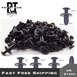 100 Pcs auto Car Door Fender 6mm Hole Push Plastic Rivets Retainer Clips Black - Picture 1 of 5