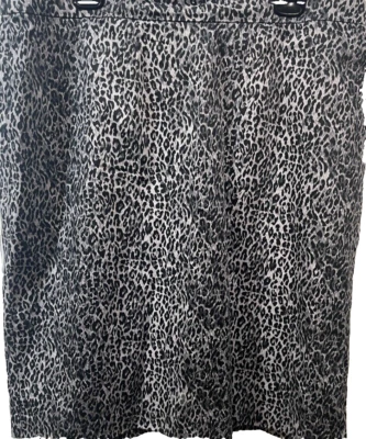 Falda Joan Rivers Vintage Y2K ~ Talla XL ~ Estampado Leopardo Gris y Negro 97% Algodón Foto 1 de 4