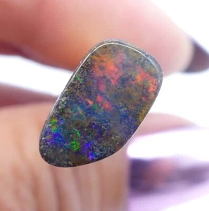 Australian Boulder Opal Solid Natural Opal Red Green 11x7mm 2ct 11331 - Bild 1 von 5