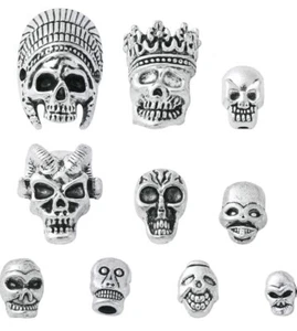 150 Pcs Antique Silver Tibetan Skull Spacer Beads Ends Loose - Picture 1 of 6