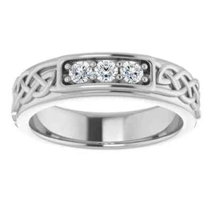 0.18 Ct Lab Grown CVD Diamond Band Ring Halo 14K Solid White Gold - Picture 1 of 8