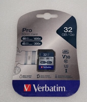 Verbatim pro 32GB SDHC Memory Card & Adaptor V30 U3 4K class 10 SD card  - Image 1 of 2