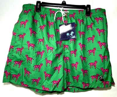 Swim Stuff Southern Proper Men's Trunk Green And Dogs Prints New With Tags - Image 1 of 4