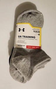 Under Armour Youth UA Training no show socks 2pair each-Black/White/Gray-SZ- 1-4 - Picture 1 of 3