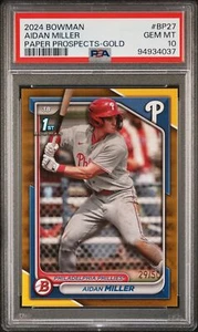 2024 Bowman Paper Prospects Aidan Miller #BP27 Paper Prospects Gold /50 PSA 10 - Picture 1 of 2