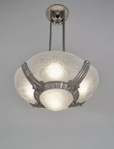 MULLER FRERES & PETITOT : signed FRENCH 1930 ART DECO CHANDELIER ....... 1925 - Picture 1 of 12