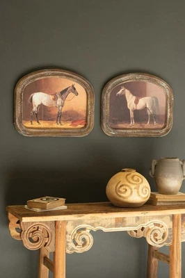 Pair (2) New Equestrian Horse Prints Arched Framed - Excellent - Image 1 of 4