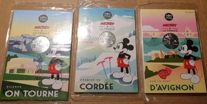 Juego de 3 medallas de monedas de 10 euros de plata francesa de Mickey en Francia Disney  - Imagen 1 de 2