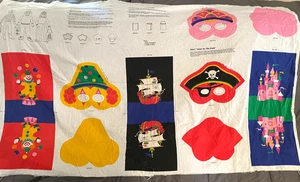 DRESS-UP Glo-in-Dark CUT & SEW PANEL -KID'S MASKS & BAGS-Pirate/Clown/Princess - Picture 1 of 11