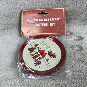 Vintage Weihnachtsmann Weihnachten Getränk Untersetzer Dose 6er Set 1988 - Bild 1 von 6