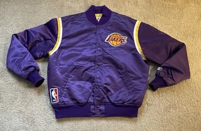 Chaqueta de iniciación de satén vintage de Los Angeles Lakers para hombre XL NBA baloncesto años 90 rara Foto 1 de 4