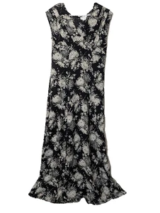 Maxi Vestido Vintage Único Talla 6-8 Floral Brillo Grunge Bruja Babydoll Oscuro - Imagen 1 de 6