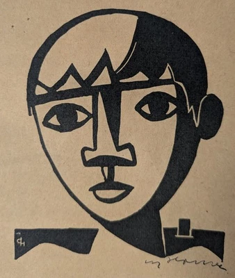 Carry Hauser, Fischerjunge, Holzschnitt, signiert, um 1920 - Bild 1 von 4