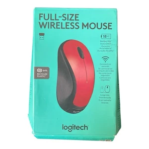 Logitech Full Size Wireless Mouse Red & Black Damaged Box NEW Tested - Picture 1 of 2