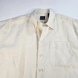 Jos. A. Bank Traveler's Collection Shirt Mens XL Off White Linen Button Front - Picture 1 of 8