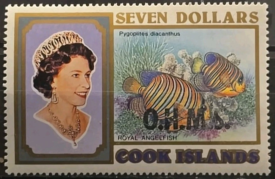 Cook Islands Scott O68 Royal Angelfish Marine Life OHMS Ovpt 1998 VF-XF MNH - Image 1 of 1