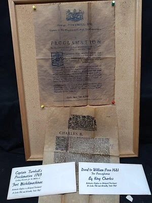 Escritura de 1681 a Pensilvania y Capitán Póster de reclutamiento Turnbull 1769 lote de documentos-2 - Imagen 1 de 4