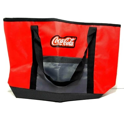 COCA COLA LOGO Laptop Carrying Bag Straps Lined Rubber Pocket Red & Black - Image 1 of 4
