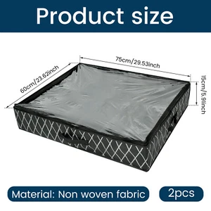 2Pcs Under Bed Shoe Organizer with Clear Cover Total Fits 28 Pairs Under DW - Picture 1 of 10