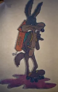 WILE E. COYOTE LOONEY TUNES 1970er VINTAGE CARTOON BÜGELBILD TRANSFER - SCHÖN, B-4 - Bild 1 von 2