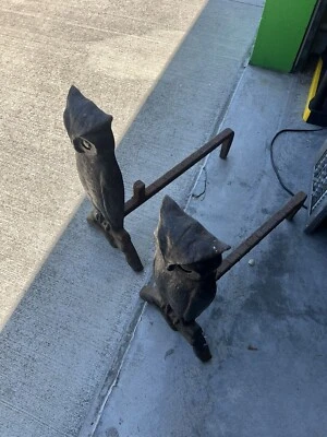 andirons antigos de coruja - Imagem 1 de 4