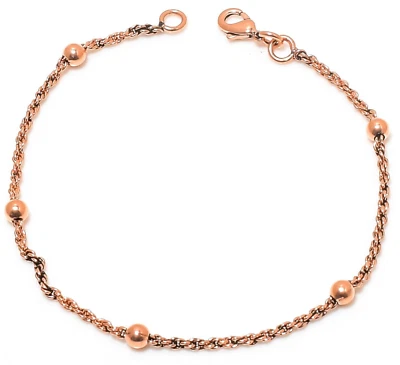 Brazalete de cadena de cobre puro cuerda y bola cadena de cobre sólido Foto 1 de 4