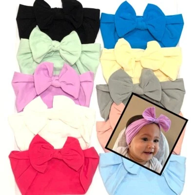 10 Pack Colorful Bow Headbands set baby toddler girl nylon bulk wholesale lot - Image 1 of 4