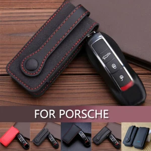 Leather Car Key Fob Cover Case For Porsche Cayenne Panamera Macan Cayman 911 718 - Bild 1 von 16