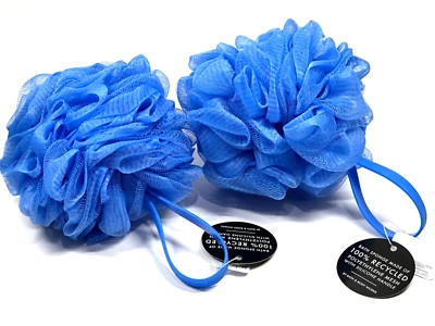 НОВЫЙ 2 ВАННЫ ТЕЛА РАБОТАЕТ ВАННА ГУБКА СУПЕР МЯГКИЙ LOOFAH СИЛИКОНОВАЯ РУЧКА ФИОЛЕТОВЫЙ СИНИЙ - Изображение 1 из 4