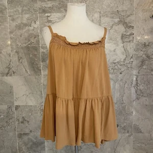 Torrid Tan Washable Crinkle Gauze Sleeveless Crochet Tank 1 1X - Picture 1 of 5