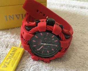 invicta bolt 23870 sport red silicone black dial chronograph men's watch - Picture 1 of 5