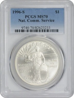 1996-S National Community Service Silver Commemorative Dollar MS70 PCGS - Image 1 of 2