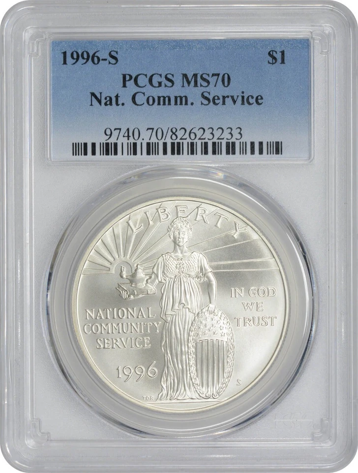 1996-S National Community Service Silver Commemorative Dollar MS70 PCGS - Image 1 of 2