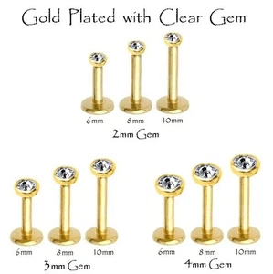 Tiny Gem Labret Tragus Cartilage Earring Stud - Flat Back Helix Upper Ear Ring - Picture 1 of 46