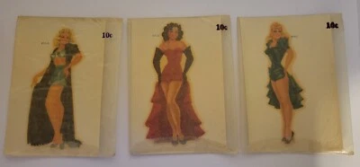 MCM 1950 (3) Tres calcomanías Meyercord Pin-Up niñas cada una en sobre original Foto 1 de 4