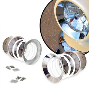 Recessed Frenched Headlight Conversion Kit Set 7" Bucket Chrome Trim Ring Bezel - Picture 1 of 9