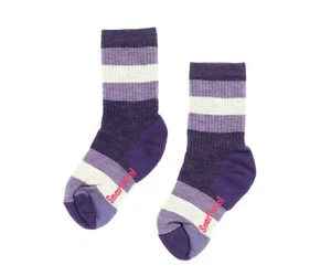 SmartWool 249353 Girls Kids Striped Crew Socks Mountain Purple Size Medium - Picture 1 of 2