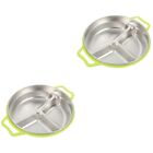  2 Pieces Dinner Plate Stainless Steel Toddler Food Control Section