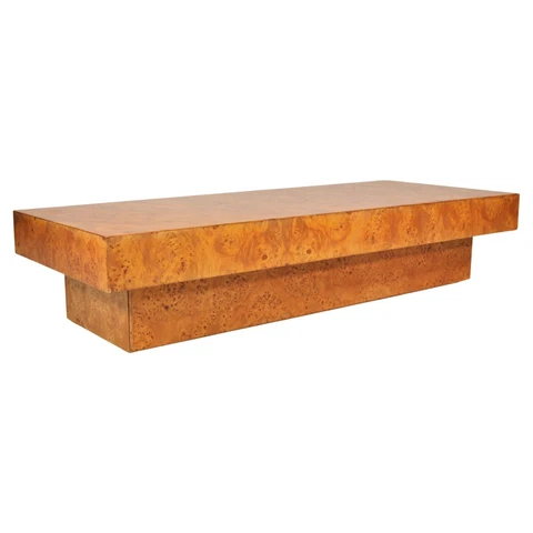 Mid-Century Modern Burl wood Coffee Table Milo Baughman Style 1970s 1980s Retro Cover