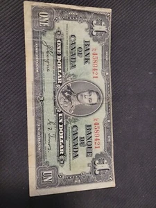 1937 Canadian Dollar Note ( Off Cut Error) - Picture 1 of 4