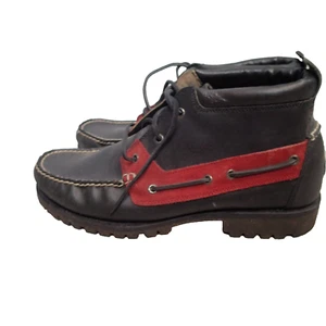 Polo Ralph Lauren Men’s Boots Size 10 D Ridgemoor Black Leather Red Trim - Picture 1 of 10
