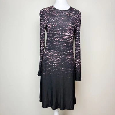 Vestido feminino Tory Burch gola redonda comprimento do joelho tamanho pequeno preto roxo - Imagem 1 de 4