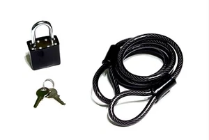 SUNLITE, Bike Lock w/2 Keys, 8mm x 6ft Long, Black Coil Cable, Bike Cable Lock - Picture 1 of 1