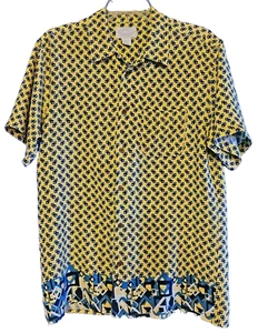 Public Notices Shirt Youth XL 18-20 Button Up Short Sleeve Geometric Rayon Y2K - Picture 1 of 12