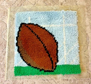 Vintage NFL Football Latch Hook Rug Pillow Topper~Team Sports! - Picture 1 of 6